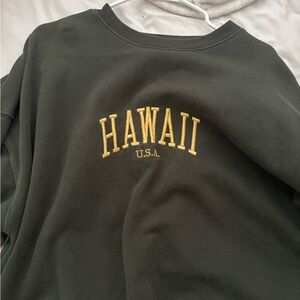 Brandy Melville Dark Green Sweater with Yellow Print